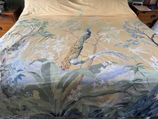 Capa de edredom Williams Sonoma pavões pintados tamanho queen 87”W 90”L tropical Exc, usado comprar usado  Enviando para Brazil