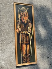 Pintura de arte abstrata emoldurada vintage assinada por Martino meados do século parede moderna viking comprar usado  Enviando para Brazil