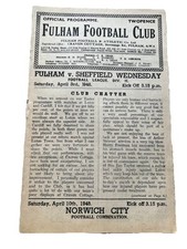 Fulham sheffield wednesday. for sale  CARDIFF