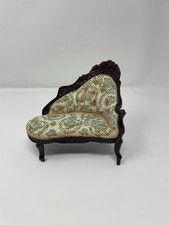 Sofá cadeira vintage miniatura casa de bonecas azul francês floral madeira sintética resina, usado comprar usado  Enviando para Brazil