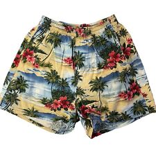 Pantalones Cortos de Playa SURFER Tropical ISLA FLORAL Amarillo Rojo Años 60 De Colección M segunda mano  Embacar hacia Argentina