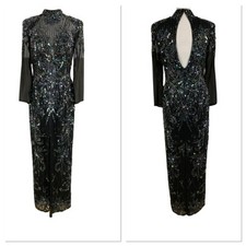 Usado, Vestido de alta costura TED LAPIDUS vintage vestido de seda com miçangas à mão maxi longo preto 12 noites  comprar usado  Enviando para Brazil