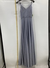 Vestido maxi Windsor feminino azul alça espaguete gola V zíper nas costas festa tamanho pequeno, usado comprar usado  Enviando para Brazil