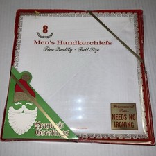 Pacote com 8 lenços masculinos vintage novo na caixa algodão RN 13960 embalagem de Natal NOS! comprar usado  Enviando para Brazil