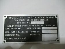 Typenschild jeep m38a1 gebraucht kaufen  Deutschland