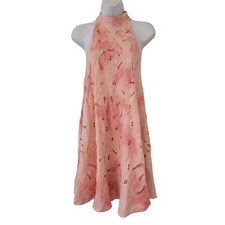 Mini vestido túnica Free People S rosa boho chique falso gola alta balanço floral croche comprar usado  Enviando para Brazil