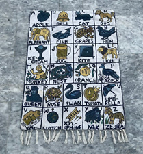 Tapete Aubusson estilo francês vintage feito à mão lã seda kilim alfabeto 78x59 cm comprar usado  Enviando para Brazil