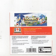 Sonic Generations Club Nintendo 3DS SOMENTE INSERÇÃO DE ANÚNCIO Autêntico comprar usado  Enviando para Brazil