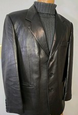 Jaqueta Blazer Masculina Rosleen Couro Genuíno Preta Casaco Esportivo Tamanho Pequeno Excelente Estado Usado, usado comprar usado  Enviando para Brazil
