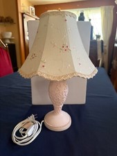 Abajur de mesa vintage rosa envelhecido com abajur bordado comprar usado  Enviando para Brazil
