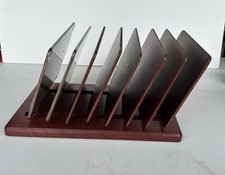 Usado, Organizador de arquivos vintage Levenger flip madeira cereja escura desktop 8 slots 12x9 polegadas comprar usado  Enviando para Brazil