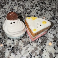 Sal e Pimenta Shakers Sobremesas Decadentes Cupcake, Fatia de Bolo Vintage Novidade 3" comprar usado  Enviando para Brazil