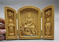 Usado, Estátua de Buda Guanyin Bodhisattva dragão esculpida à mão madeira buxo chinês 21605 comprar usado  Enviando para Brazil