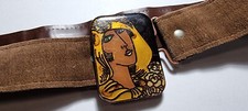 Fivela de galalita vintage art déco rosto feminino e cinto tamanho S, usado comprar usado  Enviando para Brazil