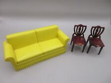 Lote 1950-60s MARX Antigo Sofá Plástico Amarelo + 2 Cadeiras Vermelhas Casa de Bonecas comprar usado  Enviando para Brazil