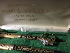 Conjunto de canetas esferográficas de ouro 14k... Arpege Chanel nº 5 duas canetas SEM anel comprar usado  Enviando para Brazil