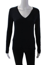 Blusa de malha 525 America feminina gola V manga longa azul marinho tamanho P, usado comprar usado  Enviando para Brazil