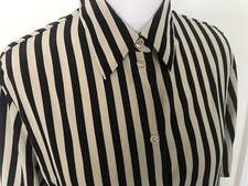 Blusa de seda listrada preta bege vintage anos 80 | 36 P 10 | Hämmerle comprar usado  Enviando para Brazil