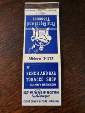 Capa de fósforo vintage: Bench and Bar Tobacco Shop, Chicago, IL comprar usado  Enviando para Brazil