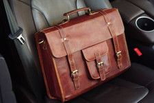 Bolsa carteiro masculina marrom vintage couro couro real satchel laptop e ombro comprar usado  Enviando para Brazil