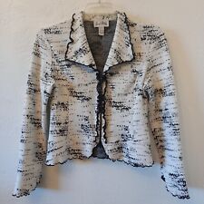 Jaqueta Joseph Ribkoff 12 preta/off-white zíper completo tecido elástico artístico mod-core comprar usado  Enviando para Brazil