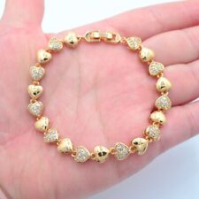 Pulseira feminina de ouro amarelo 18K com gravação a laser da moda corações de amor, usado comprar usado  Enviando para Brazil