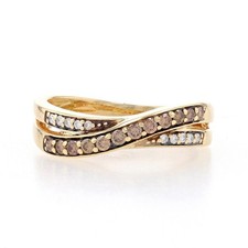 Pulseira cruzada de ouro amarelo com diamante - Anel redondo 14k brilhante 0,30 ctw comprar usado  Enviando para Brazil