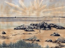 Rocks coastline watercolour for sale  SALISBURY