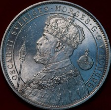 Moeda estrangeira de prata de 2 coroas Suécia 1897 não circulada comprar usado  Enviando para Brazil