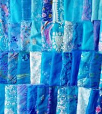 EN Gran Lote 100% Aqua Pura Seda Vintage Tela Sari Acolchado Cortes Artesanía Pascua segunda mano  Embacar hacia Mexico