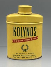 Pasta de dientes KOLYNOS completa de la década de 1940 POLVO DENTAL ESTAÑO publicidad vintage medicamento dental segunda mano  Embacar hacia Mexico