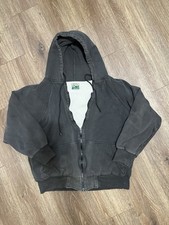 Moletom com capuz vintage tamanho XL preto forrado térmico zíper completo grunge desgastado desbotado comprar usado  Enviando para Brazil