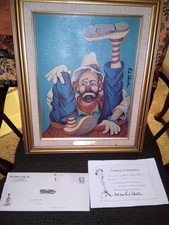 Pintura a óleo de palhaço de rodeio assinada por Red Skelton reimpressão licenciada ~ certificados, usado comprar usado  Enviando para Brazil