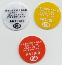 Lote de três fichas comerciais de vale-refeição Antigo IGA - Antigo Wisconsin - 1 comprar usado  Enviando para Brazil