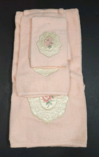Conjunto de toalhas aplique floral pêssego rosa vintage toalha de banho toalha de mão novo, usado comprar usado  Enviando para Brazil