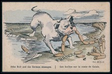 Bulldog Inglês comer Alemanha salsichas cão de guerra Primeira Guerra Mundial original c1915 cartão postal, usado comprar usado  Enviando para Brazil