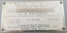 1954 WILLYS OVERLAND EAGLE DELUXE BODY DATA PLATE Tag Original Ser# 654MC1 10422 comprar usado  Enviando para Brazil