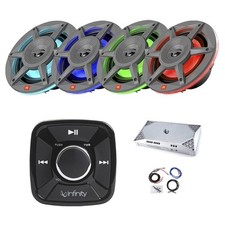 Infinity Marine Flush Mount BT Receptor, Amplificador, Kit, 4x 6.5" LED Alto-falante Cinza comprar usado  Enviando para Brazil