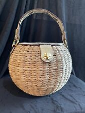 Bolsa de mão Kate Spade 8" redonda de vime falsa tampa e alça de réptil comprar usado  Enviando para Brazil