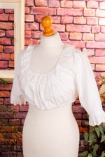 Vintage Dirndl Blusa Blanco Encaje Original 70er Corto Blusa de Traje Regional M comprar usado  Enviando para Brazil