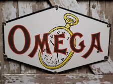 PLACA OMEGA VINTAGE 27" GRANDE RELÓGIO FRENTE E VERSO JOALHEIRO LOJA DE REPAROS PLACA DE PORCELANA comprar usado  Enviando para Brazil