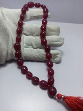 Usado, contas lisas ovais de oração guru japa mala 12x14-10x12 mm pedra preciosa tingida rubi vermelho comprar usado  Enviando para Brazil