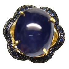 Prata esterlina 925 14 x 17 mm. Anel de joias de safira azul tamanho 7,75 minimolista comprar usado  Enviando para Brazil