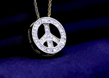 Usado, Pingente de paz de diamante corte redondo criado em laboratório em prata esterlina 925 1,00 CT comprar usado  Enviando para Brazil