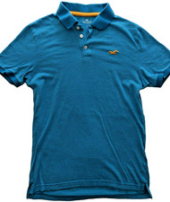 Camisa polo masculina Hollister listra turquesa média golfe azul casual comprar usado  Enviando para Brazil