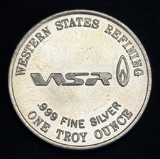 Western States Refining Eagle and Flag WSR 1 oz .999 prata redonda vintage comprar usado  Enviando para Brazil