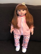 Boneca infantil renascida 24" bebê menina cabelo castanho vermelho olhos escuros membros de vinil macio -NOVO comprar usado  Enviando para Brazil