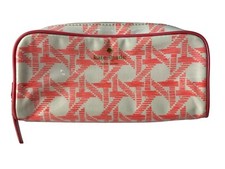 Bolsa cosmética Kate Spade branca e rosa revestida de PVC algodão com forro cinza comprar usado  Enviando para Brazil