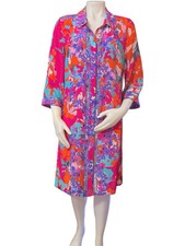 Vestido Camisa Soft Surroundings Garden Path Botão Frontal Tamanho M Vibrante Floral Artístico, usado comprar usado  Enviando para Brazil