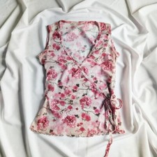 Colete Coquette Rosa Floral Malha Top - Dolette, Babygirl, Cottagecore, Y2K, bonito comprar usado  Enviando para Brazil